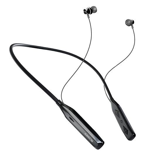 Kratos Vibez N3 Bluetooth Earphones with 13mm Drivers, Rich Music Experience, 8 Hours Playtime, Type C Fast Charging, Neckband Earphones with Voice Assistant & IPX4 Water Resistant