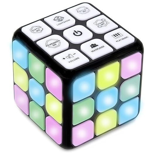 Toysery Flashing Cube Electronic Memory & Brain Game. 7-in-1 STEM and Handheld Learning. Ages 8+ Years