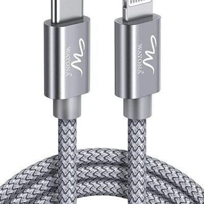 Wayona Type C to Lightning MFI Certified 20W Fast charging Nylon Braided USB C Cable for iPhone 14,14 Pro,14 Pro Max, IPhone 13 Series,12,12 Pro,11,11 Pro Max iPhone 12 Mini, X, 8 (2M, Grey)