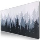 iCasso Extended Gaming Mouse Pad (35.4x15.7 in), Large 3mm Non-Slip Rubber Base Mousepad with Stitched Edges, Waterproof Keyboard Mouse Mat Desk Pad for Work, Game, Office, Home - Misty Forest