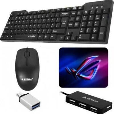 The Originals Alive Set of 5 Keyboard and Mouse Combo with USB Hub, C-Type OTG Cable,Mouse Pad Combo Set??(Black)